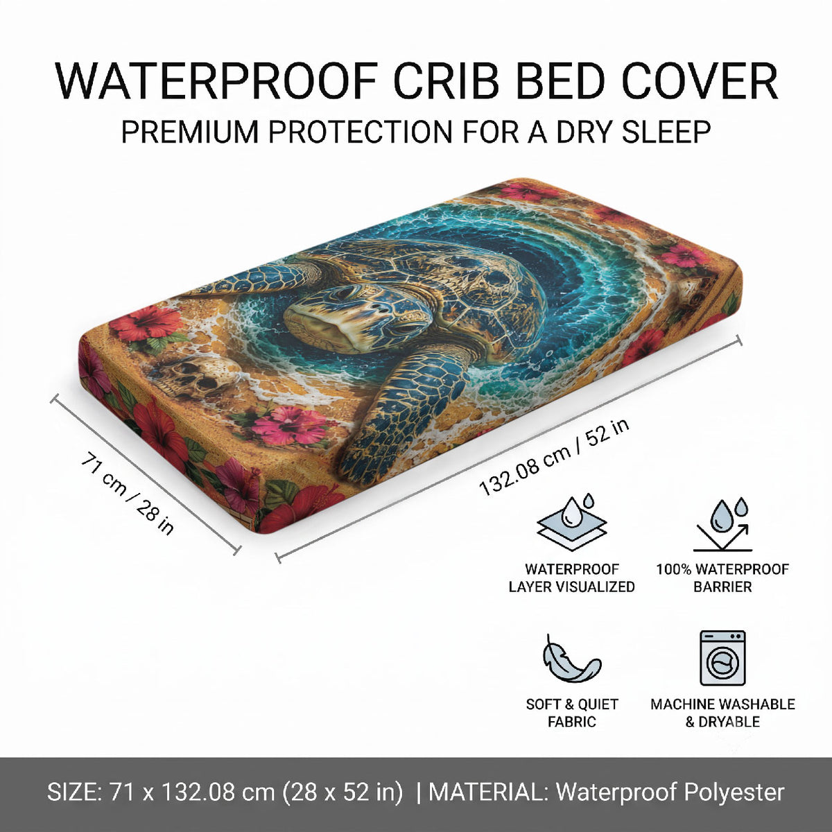 3D Illusion Honu Halloween Baby Bed Cover Hawaiian Sea Turtle Skull Shell Vortex DT05 - Polynesian Pride