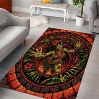 3D Illusion Hula Zombie Halloween Area Rug Hawaiian Undead Dancer Volcano Stone Well
