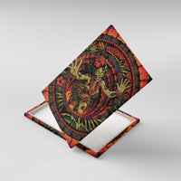 3D Illusion Hula Zombie Halloween Canvas Wall Art Hawaiian Undead Dancer Volcano Stone Well