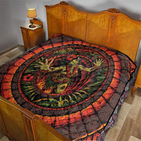 3D Illusion Hula Zombie Halloween Quilt Hawaiian Undead Dancer Volcano Stone Well