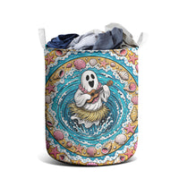 3D Illusion Hula Ghost Halloween Laundry Basket Hawaiian Ukulele Spirit Ocean Vortex DT05 - Polynesian Pride