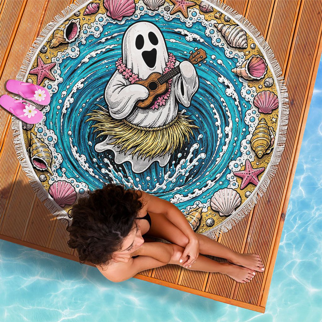 3D Illusion Hula Ghost Halloween Beach Blanket Hawaiian Ukulele Spirit Ocean Vortex DT05 - Polynesian Pride