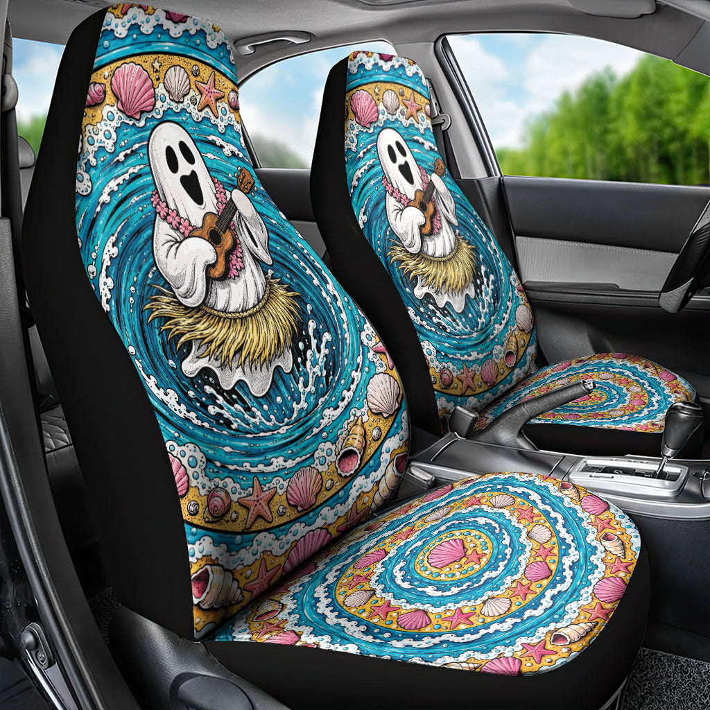 3D Illusion Hula Ghost Halloween Car Seat Cover Hawaiian Ukulele Spirit Ocean Vortex DT05 - Polynesian Pride