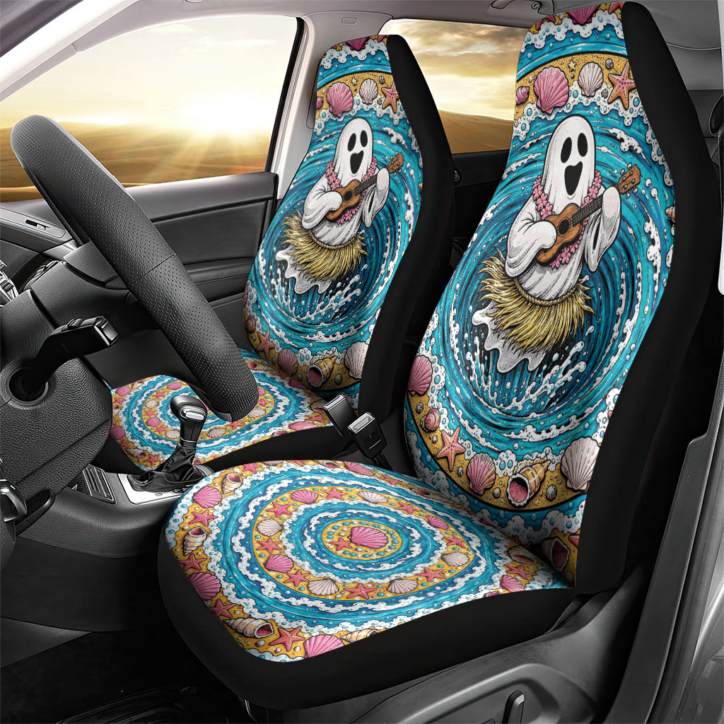 3D Illusion Hula Ghost Halloween Car Seat Cover Hawaiian Ukulele Spirit Ocean Vortex DT05 - Polynesian Pride