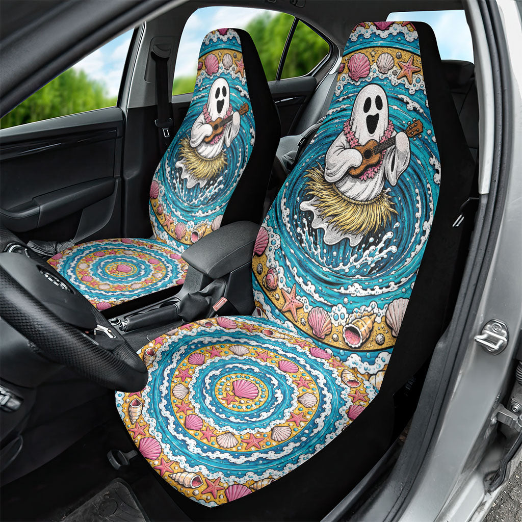 3D Illusion Hula Ghost Halloween Car Seat Cover Hawaiian Ukulele Spirit Ocean Vortex DT05 - Polynesian Pride