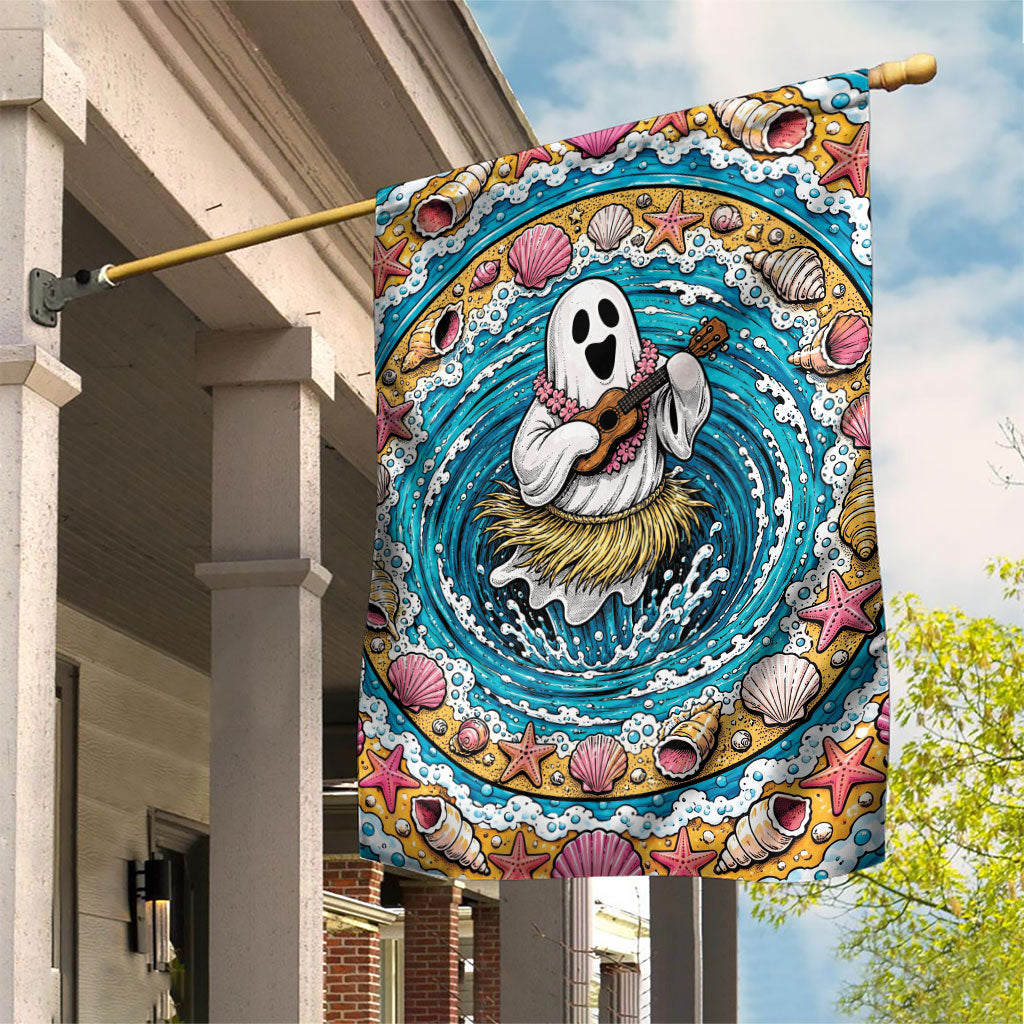 3D Illusion Hula Ghost Halloween Garden Flag Hawaiian Ukulele Spirit Ocean Vortex DT05 House Flag Yellow - Polynesian Pride