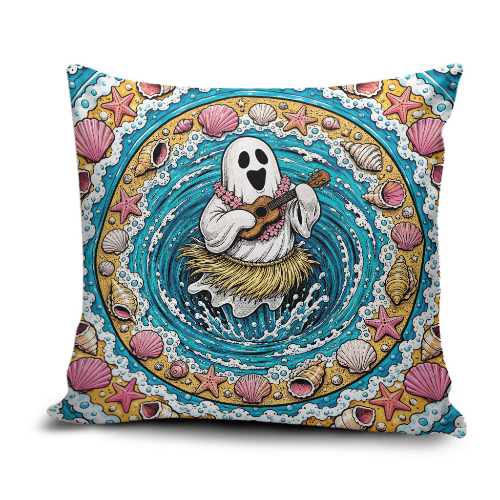 3D Illusion Hula Ghost Halloween Pillow Cover Hawaiian Ukulele Spirit Ocean Vortex DT05 Yellow - Polynesian Pride