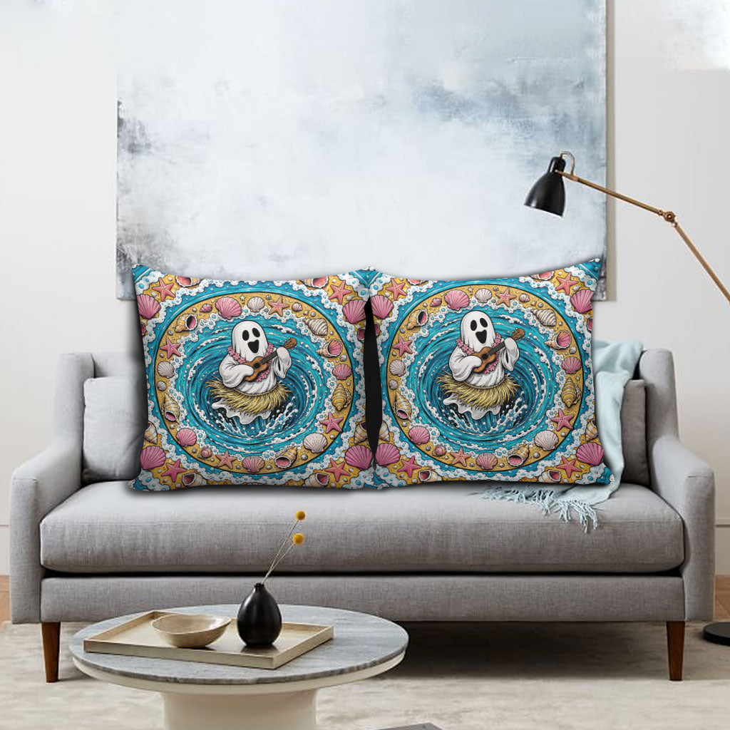 3D Illusion Hula Ghost Halloween Pillow Cover Hawaiian Ukulele Spirit Ocean Vortex DT05 - Polynesian Pride