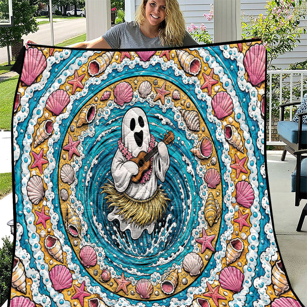 3D Illusion Hula Ghost Halloween Quilt Hawaiian Ukulele Spirit Ocean Vortex DT05 Yellow - Polynesian Pride