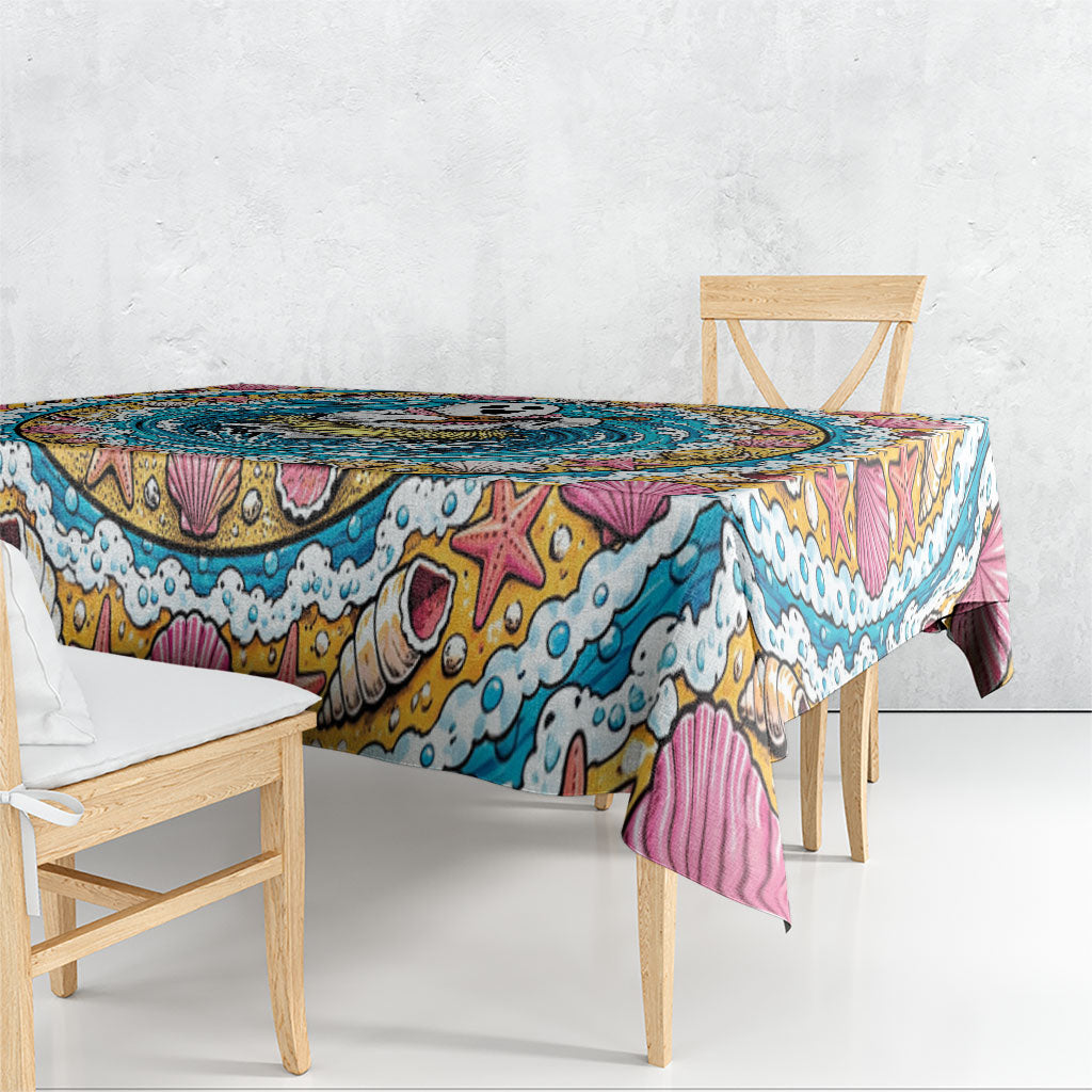 3D Illusion Hula Ghost Halloween Tablecloth Hawaiian Ukulele Spirit Ocean Vortex
