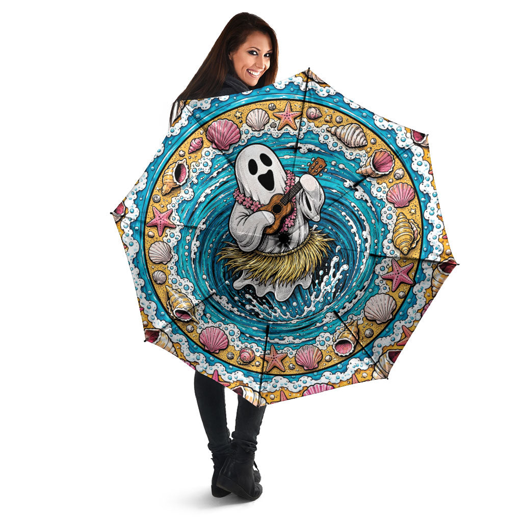 3D Illusion Hula Ghost Halloween Umbrella Hawaiian Ukulele Spirit Ocean Vortex DT05 - Polynesian Pride