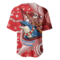 Wallis And Futuna Christmas Baseball Jersey Santa Riding Ocean Dolphin DT05 - Polynesian Pride