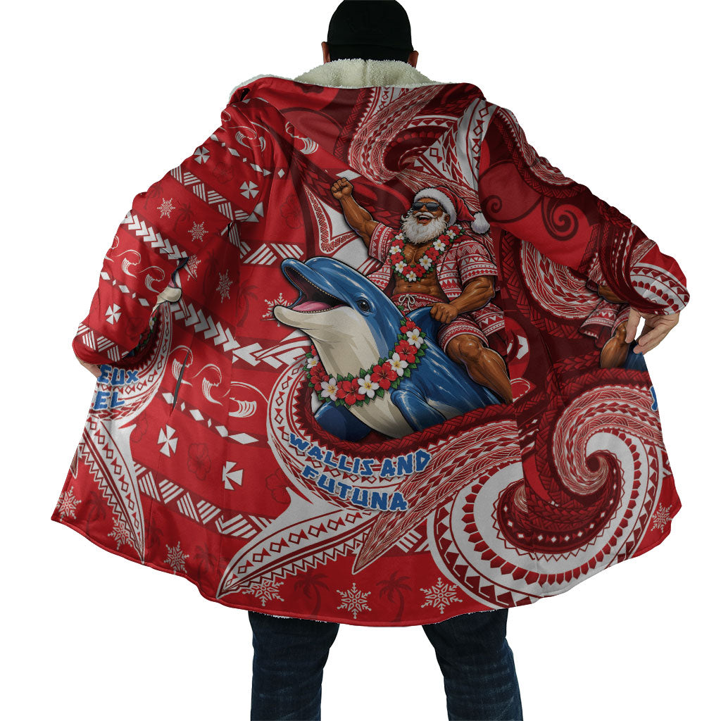 Wallis And Futuna Christmas Cloak Santa Riding Ocean Dolphin DT05 - Polynesian Pride