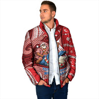 Wallis And Futuna Christmas Padded Jacket Santa Riding Ocean Dolphin DT05 - Polynesian Pride
