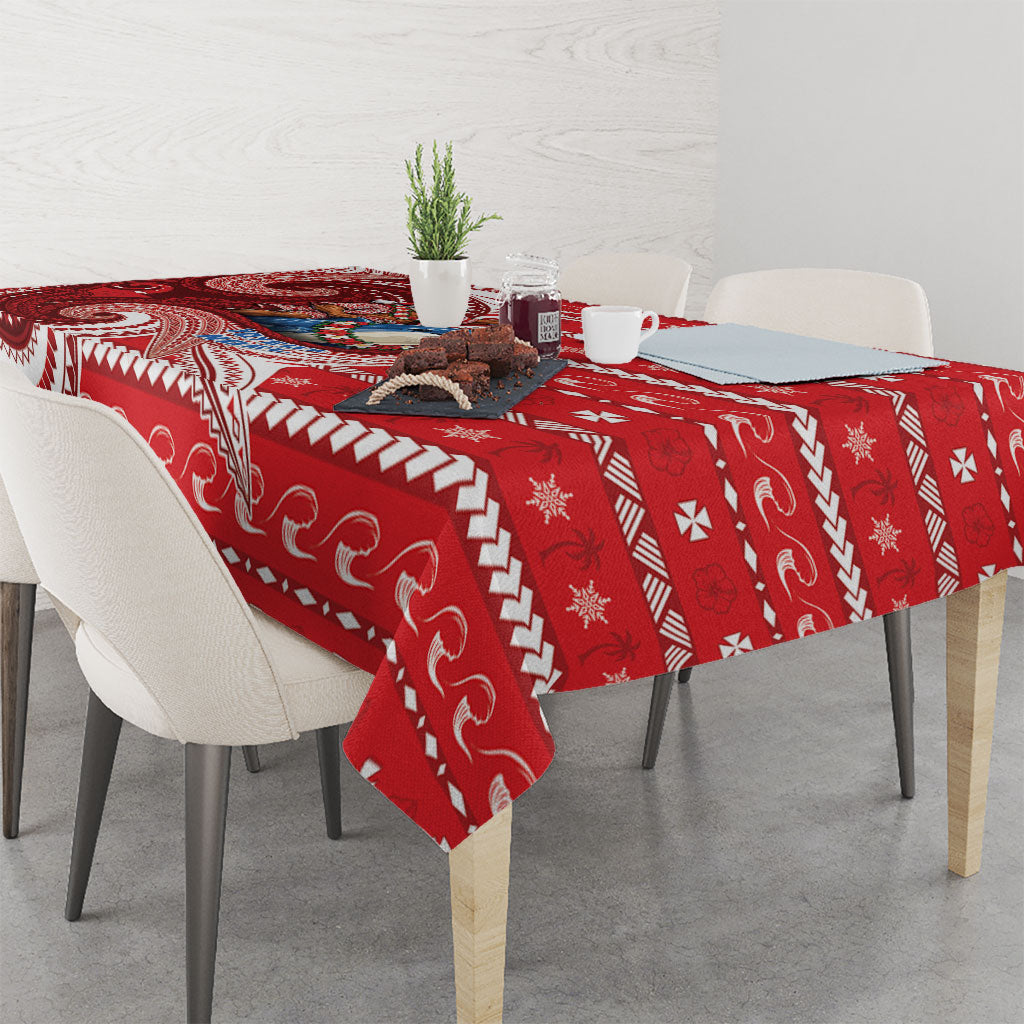 Wallis And Futuna Christmas Tablecloth Santa Riding Ocean Dolphin DT05 - Polynesian Pride