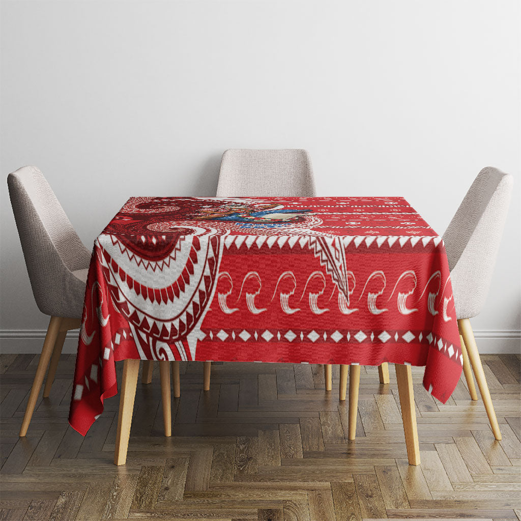 Wallis And Futuna Christmas Tablecloth Santa Riding Ocean Dolphin DT05 - Polynesian Pride