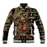 Niue Christmas Baseball Jacket Santa Riding Coconut Crab DT05 Unisex Gold - Polynesian Pride