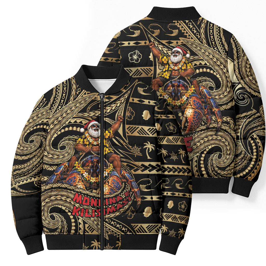 Niue Christmas Bomber Puffer Jacket Santa Riding Coconut Crab
