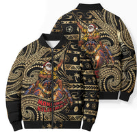 Niue Christmas Bomber Puffer Jacket Santa Riding Coconut Crab