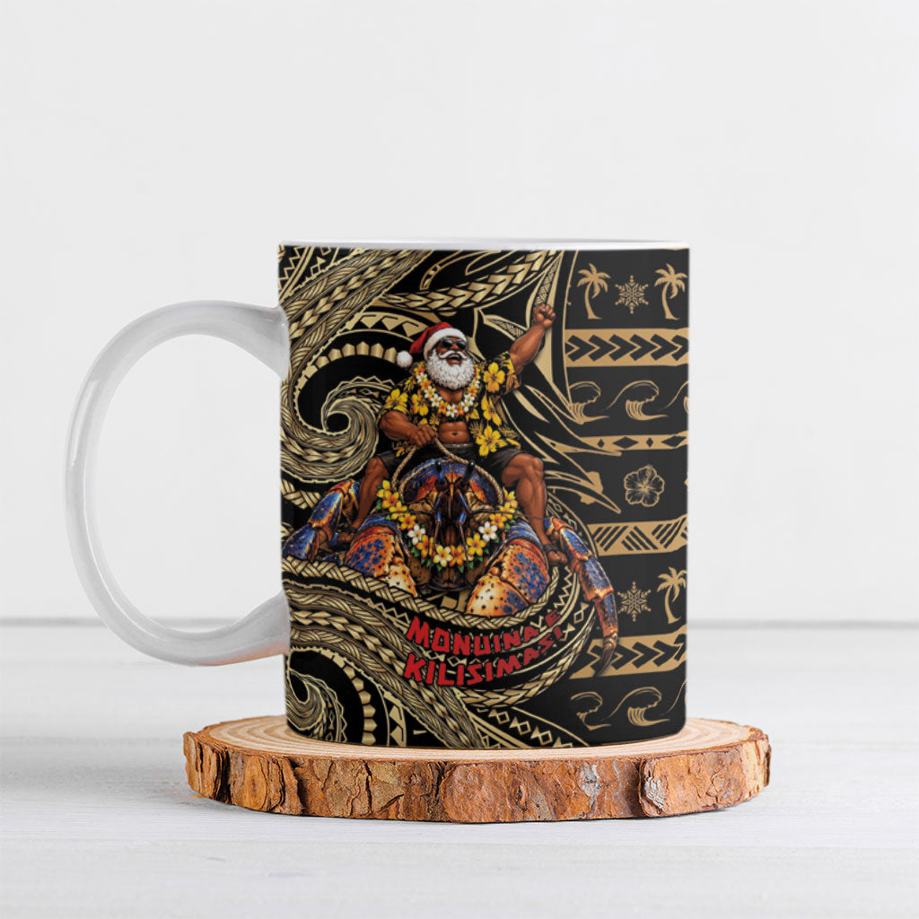 Niue Christmas Ceramic Mug Santa Riding Coconut Crab DT05 Gold - Polynesian Pride