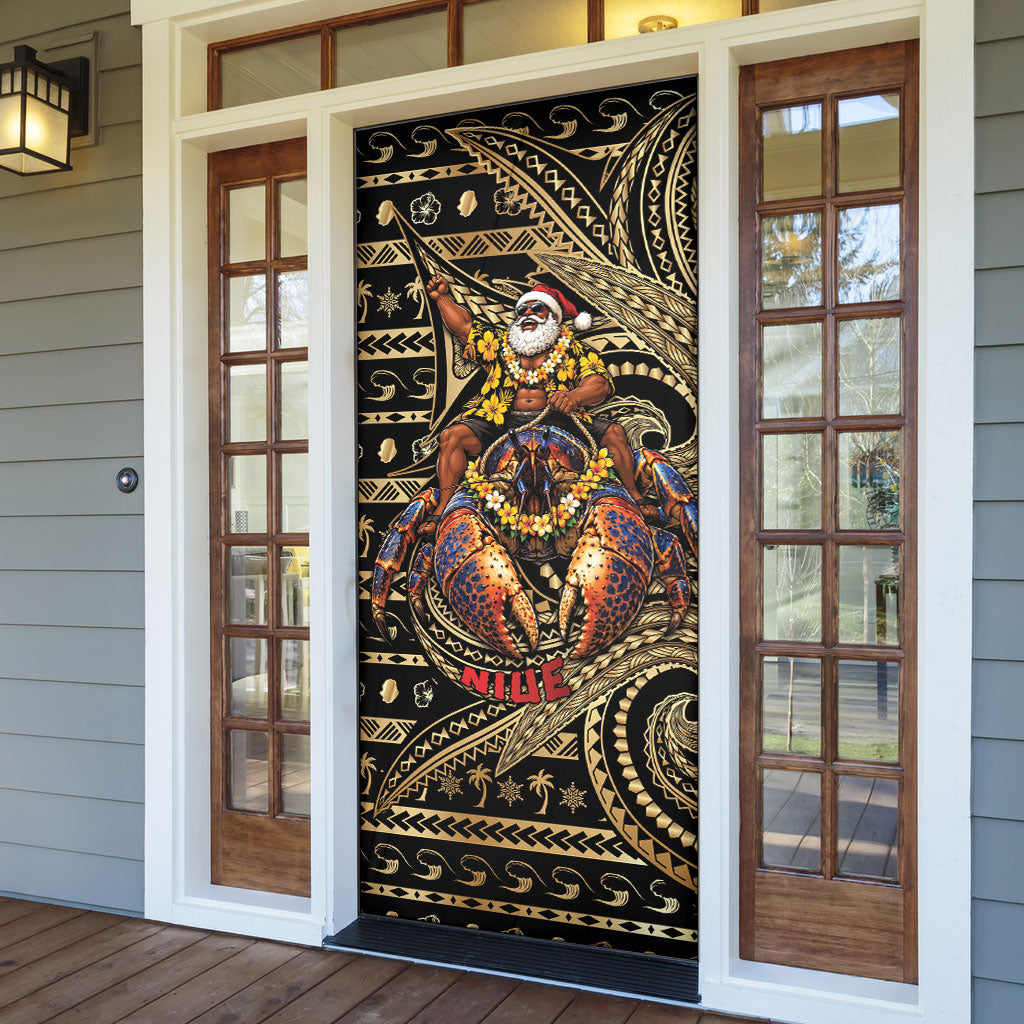 Niue Christmas Door Cover Santa Riding Coconut Crab DT05 - Polynesian Pride