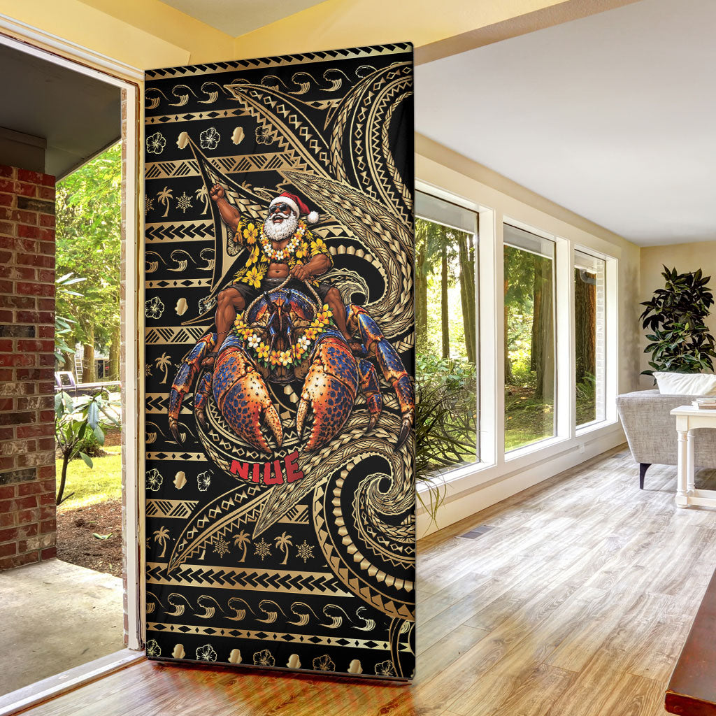 Niue Christmas Door Cover Santa Riding Coconut Crab DT05 - Polynesian Pride