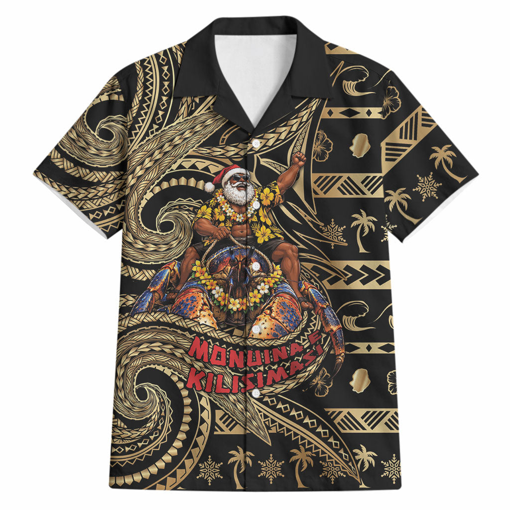 Niue Christmas Hawaiian Shirt Santa Riding Coconut Crab DT05 Gold - Polynesian Pride