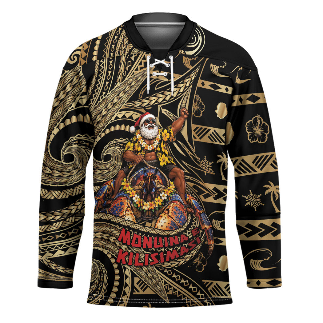 Niue Christmas Hockey Jersey Santa Riding Coconut Crab DT05 Unisex Gold - Polynesian Pride