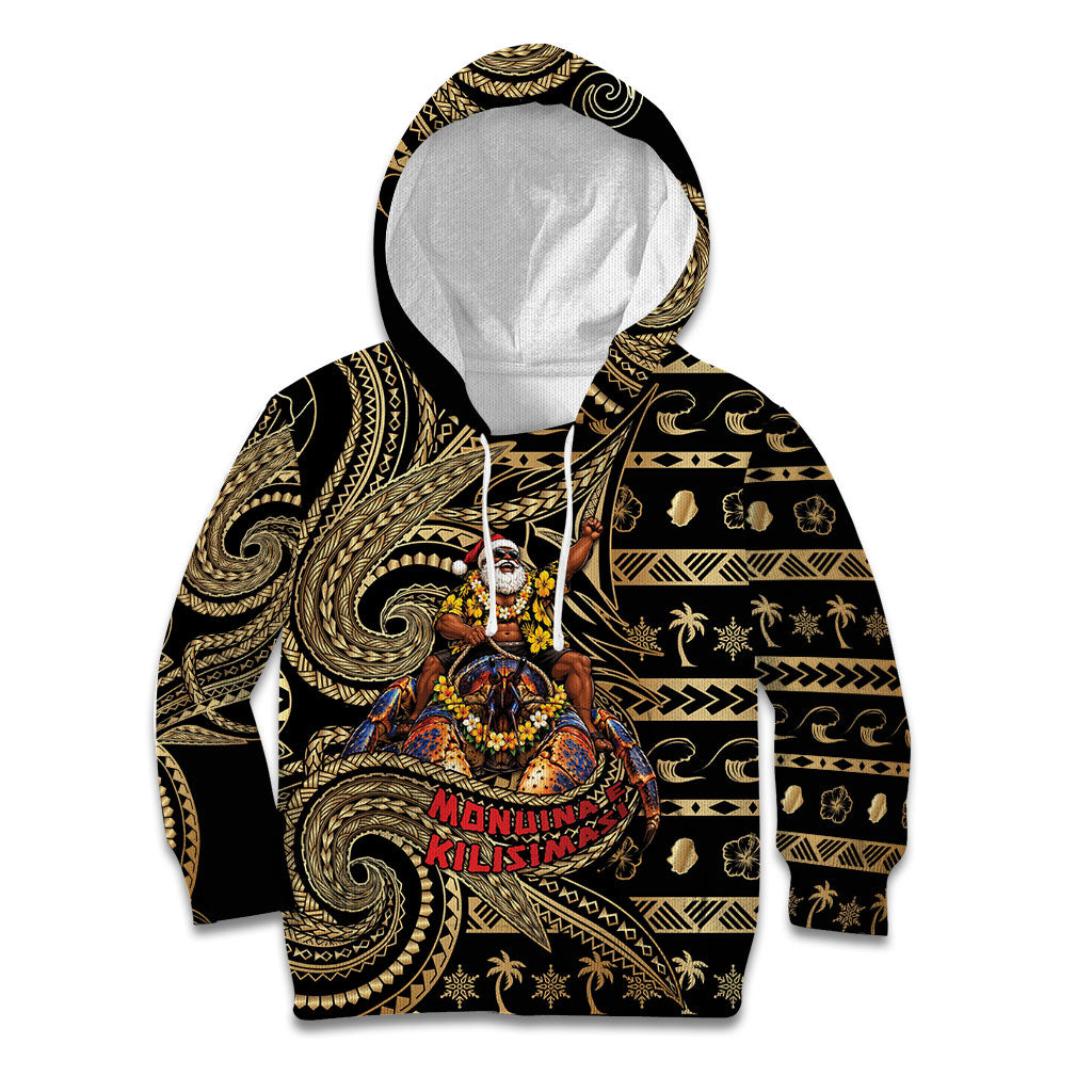 Niue Christmas Kid Hoodie Santa Riding Coconut Crab DT05 Hoodie Gold - Polynesian Pride