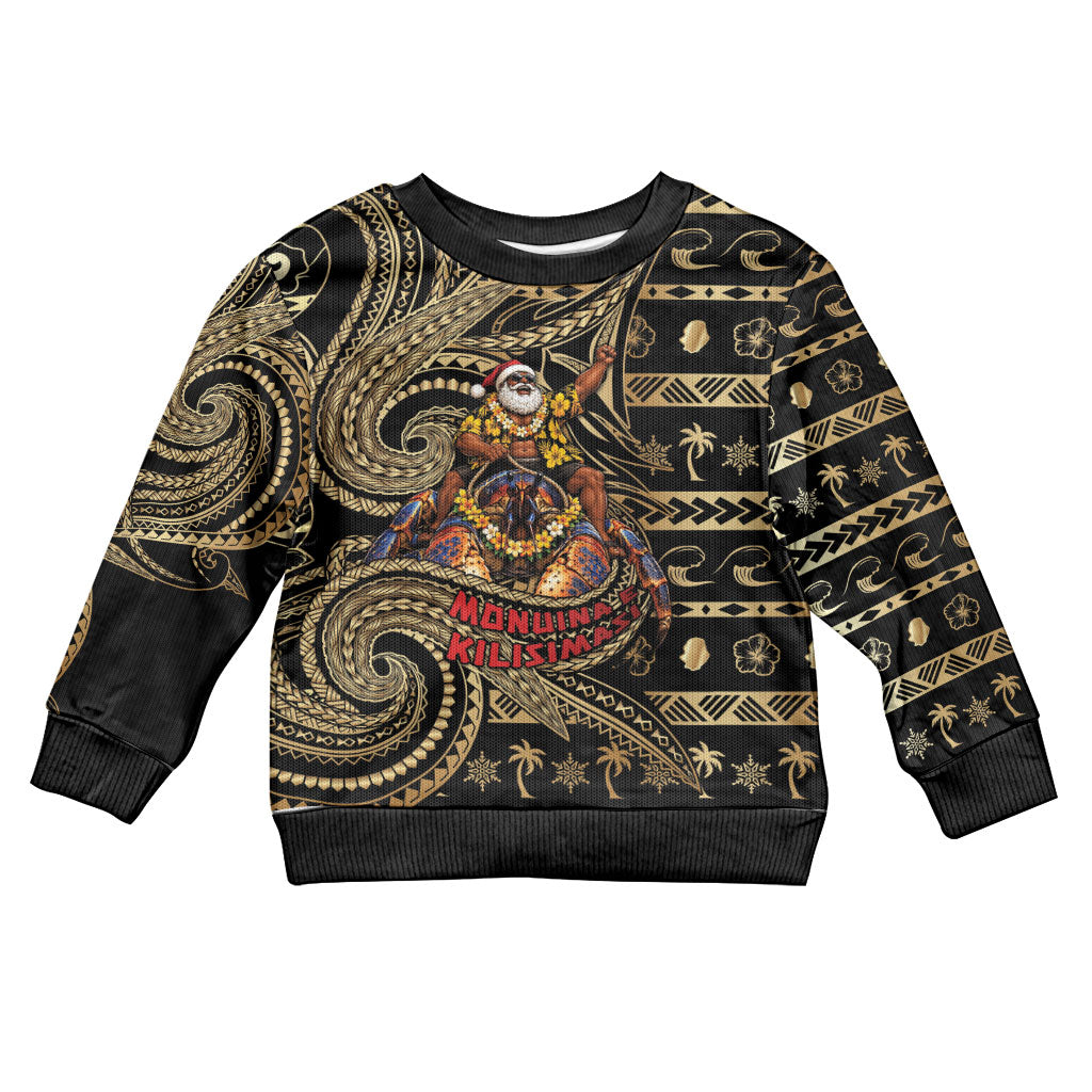 Niue Christmas Kid Ugly Christmas Sweater Santa Riding Coconut Crab DT05 Kid Gold - Polynesian Pride