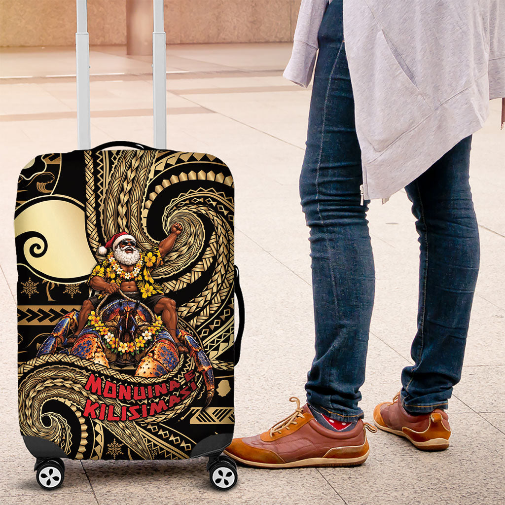 Niue Christmas Luggage Cover Santa Riding Coconut Crab DT05 Gold - Polynesian Pride