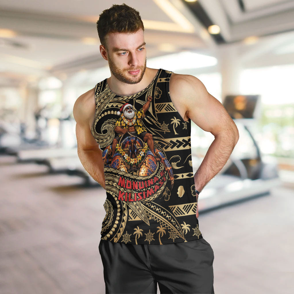Niue Christmas Men Tank Top Santa Riding Coconut Crab DT05 Gold - Polynesian Pride