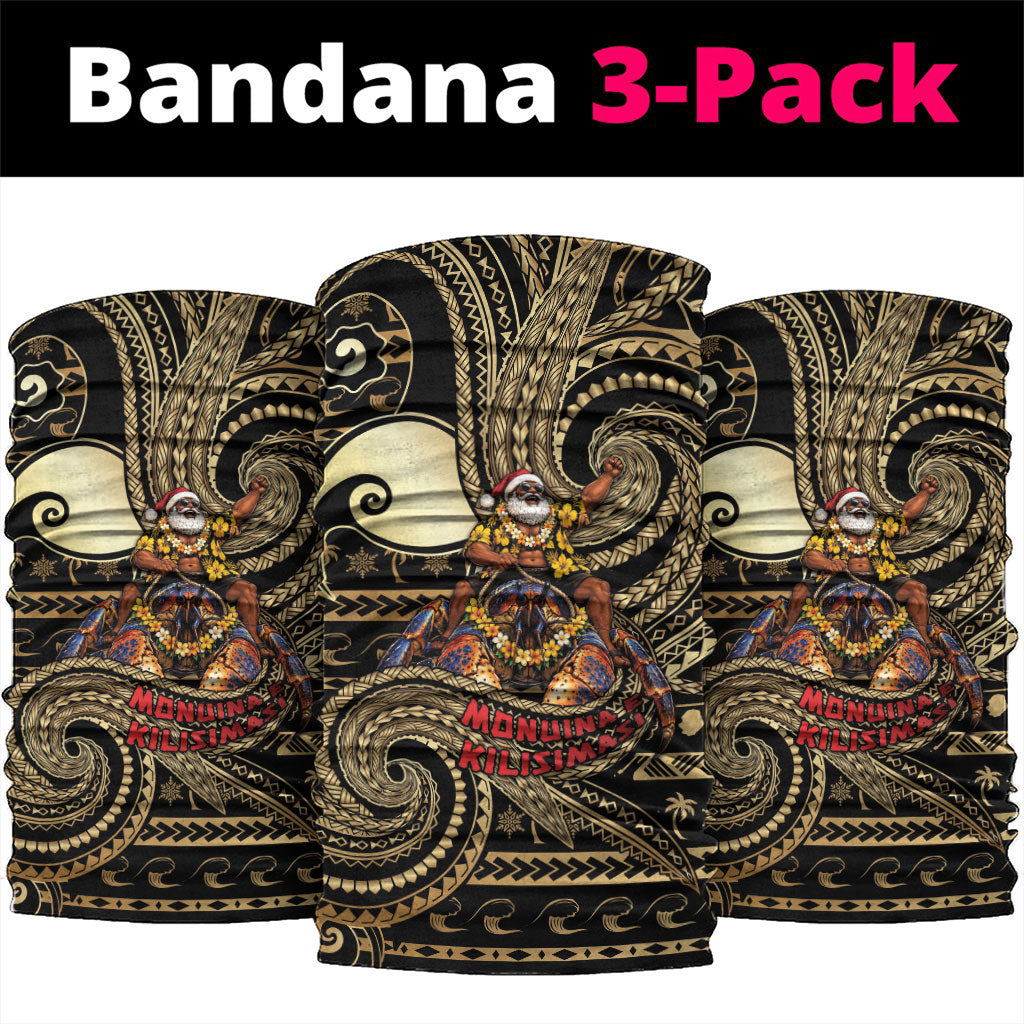 Niue Christmas Neck Gaiter Santa Riding Coconut Crab DT05 package One Size: 25*50cm Gold - Polynesian Pride