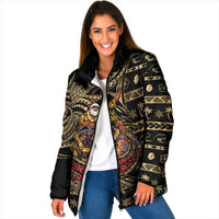 Niue Christmas Padded Jacket Santa Riding Coconut Crab DT05 Women Gold - Polynesian Pride