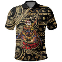 Niue Christmas Polo Shirt Santa Riding Coconut Crab DT05 Gold - Polynesian Pride