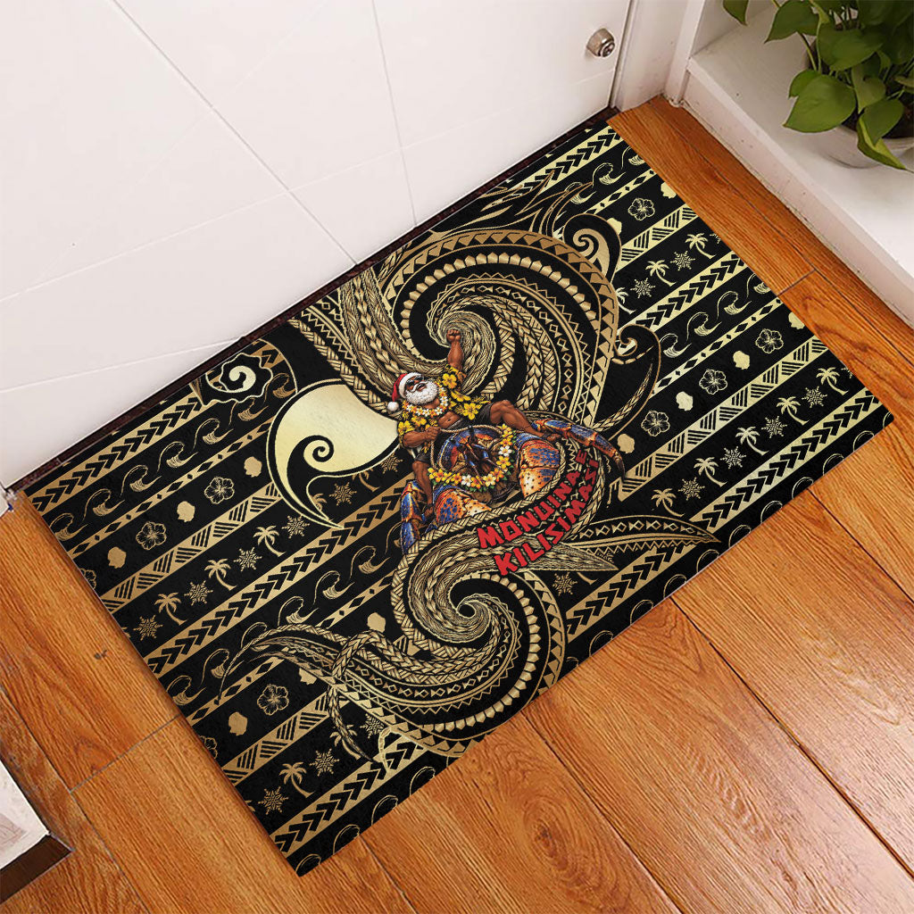 Niue Christmas Rubber Doormat Santa Riding Coconut Crab DT05 - Polynesian Pride