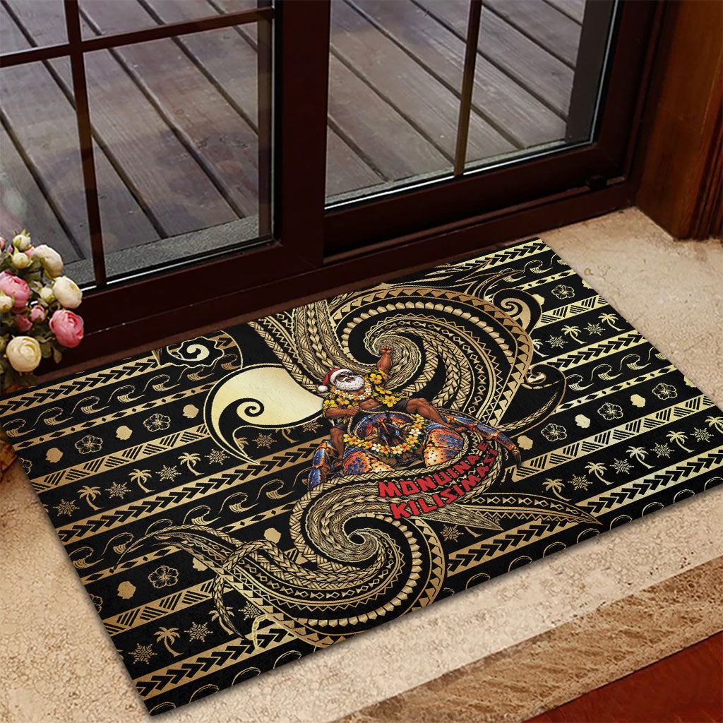 Niue Christmas Rubber Doormat Santa Riding Coconut Crab DT05 - Polynesian Pride