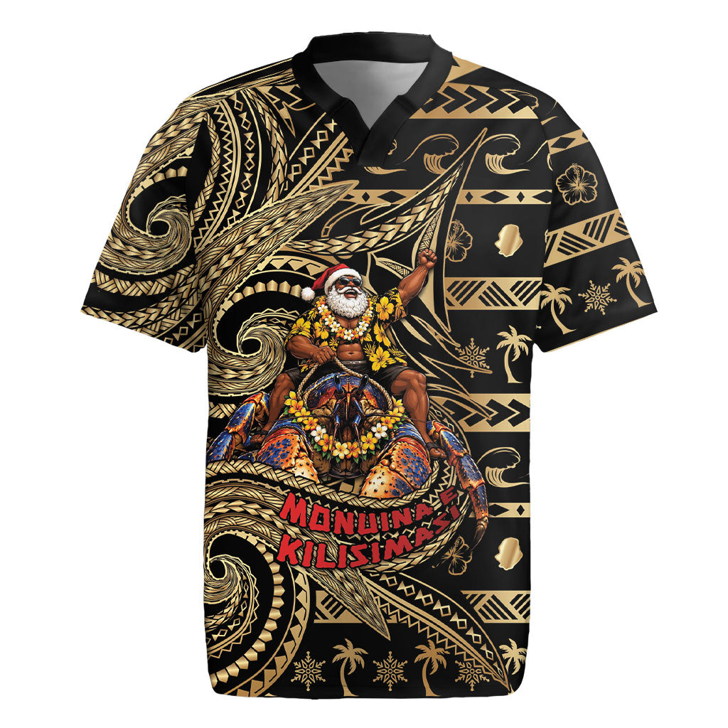 Niue Christmas Rugby Jersey Santa Riding Coconut Crab DT05 Gold - Polynesian Pride