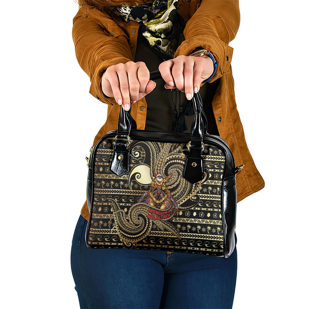 Niue Christmas Shoulder Handbag Santa Riding Coconut Crab DT05 One Size Gold - Polynesian Pride
