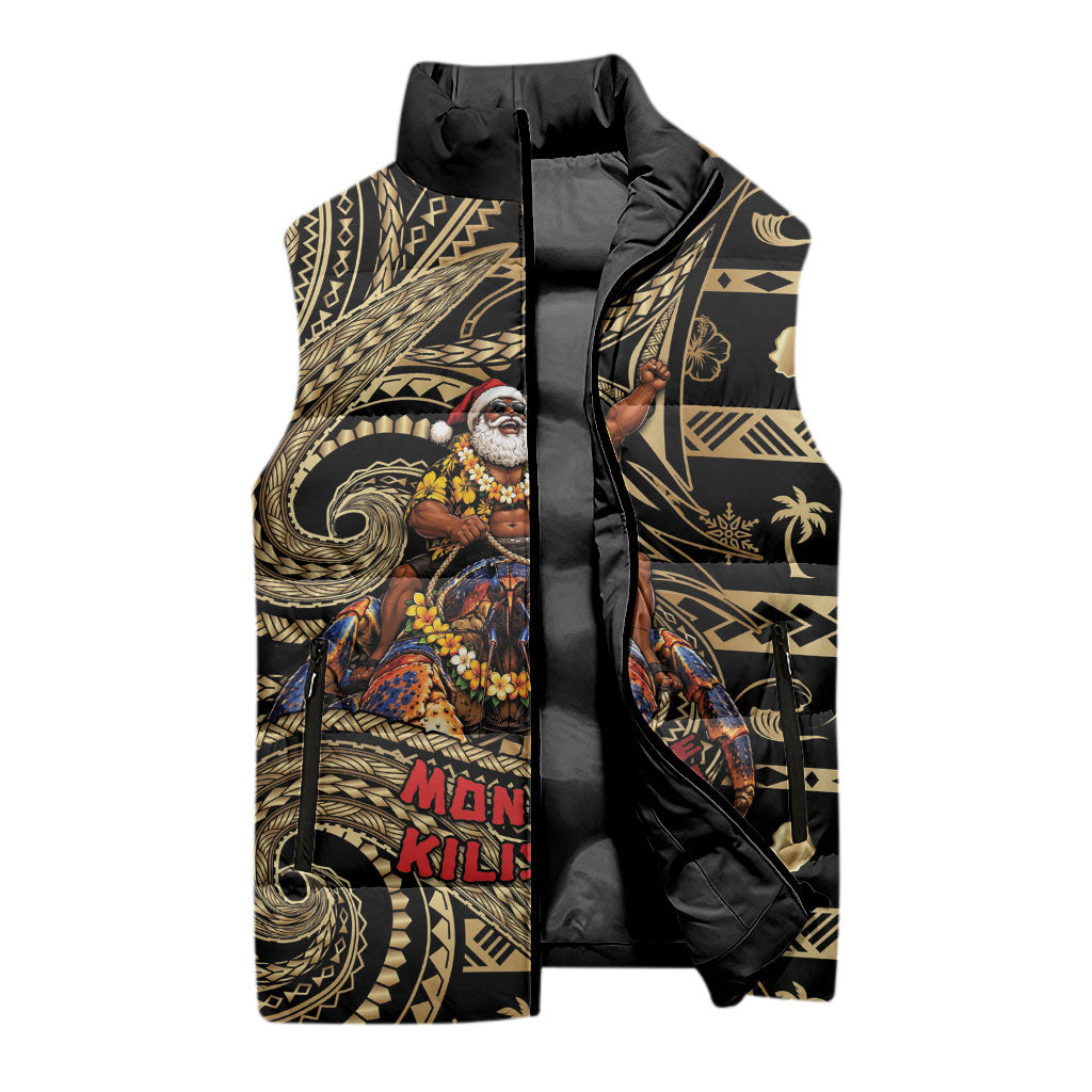 Niue Christmas Sleeveless Puffer Jacket Santa Riding Coconut Crab DT05 - Polynesian Pride