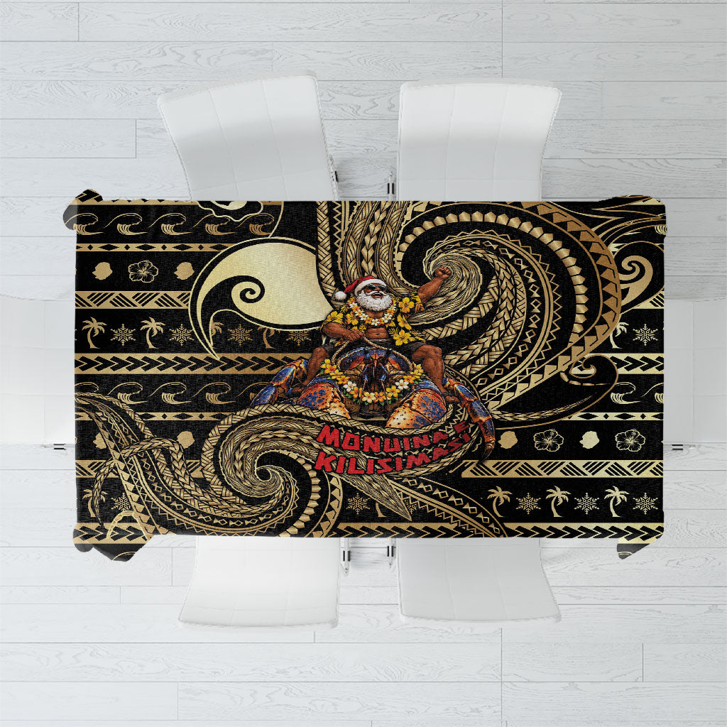 Niue Christmas Tablecloth Santa Riding Coconut Crab DT05 Gold - Polynesian Pride