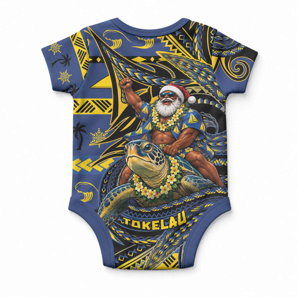 Tokelau Christmas Baby Onesie Santa Riding Sea Turtle DT05 - Polynesian Pride