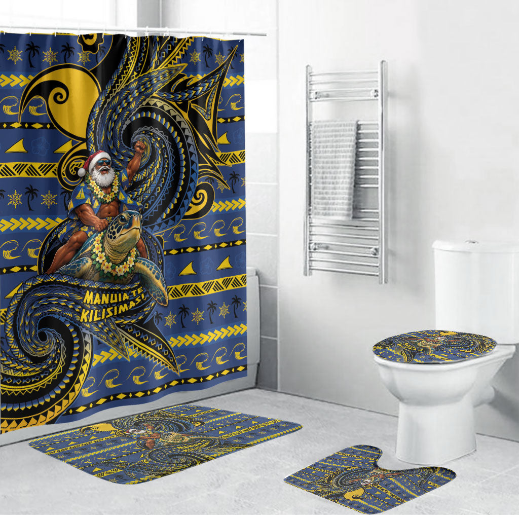 Tokelau Christmas Bathroom Set Santa Riding Sea Turtle