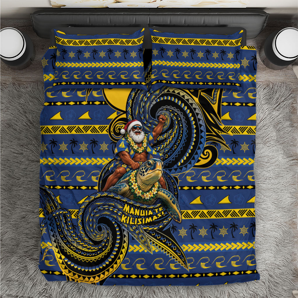 Tokelau Christmas Bedding Set Santa Riding Sea Turtle