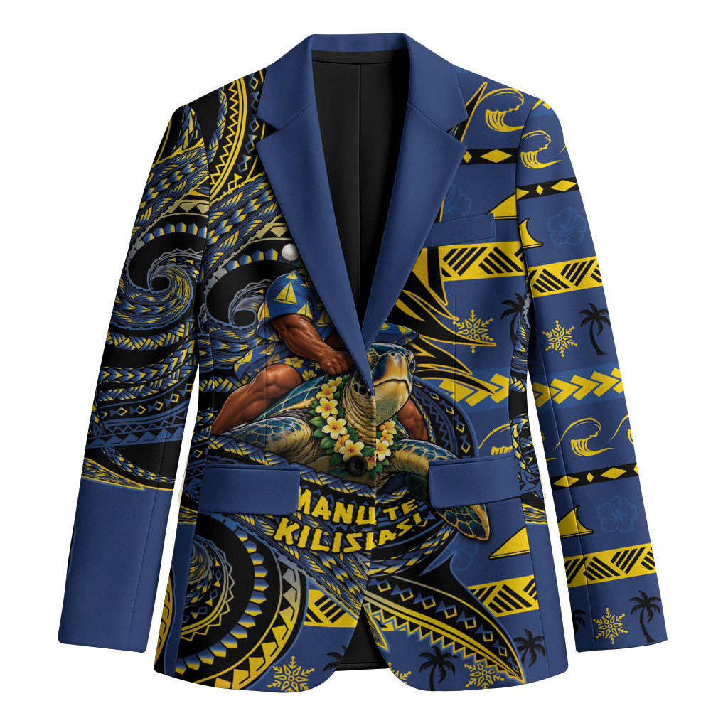 Tokelau Christmas Blazer Santa Riding Sea Turtle DT05 Unisex Navy - Polynesian Pride