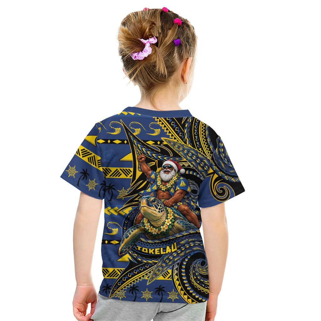 Tokelau Christmas Kid T Shirt Santa Riding Sea Turtle DT05 - Polynesian Pride