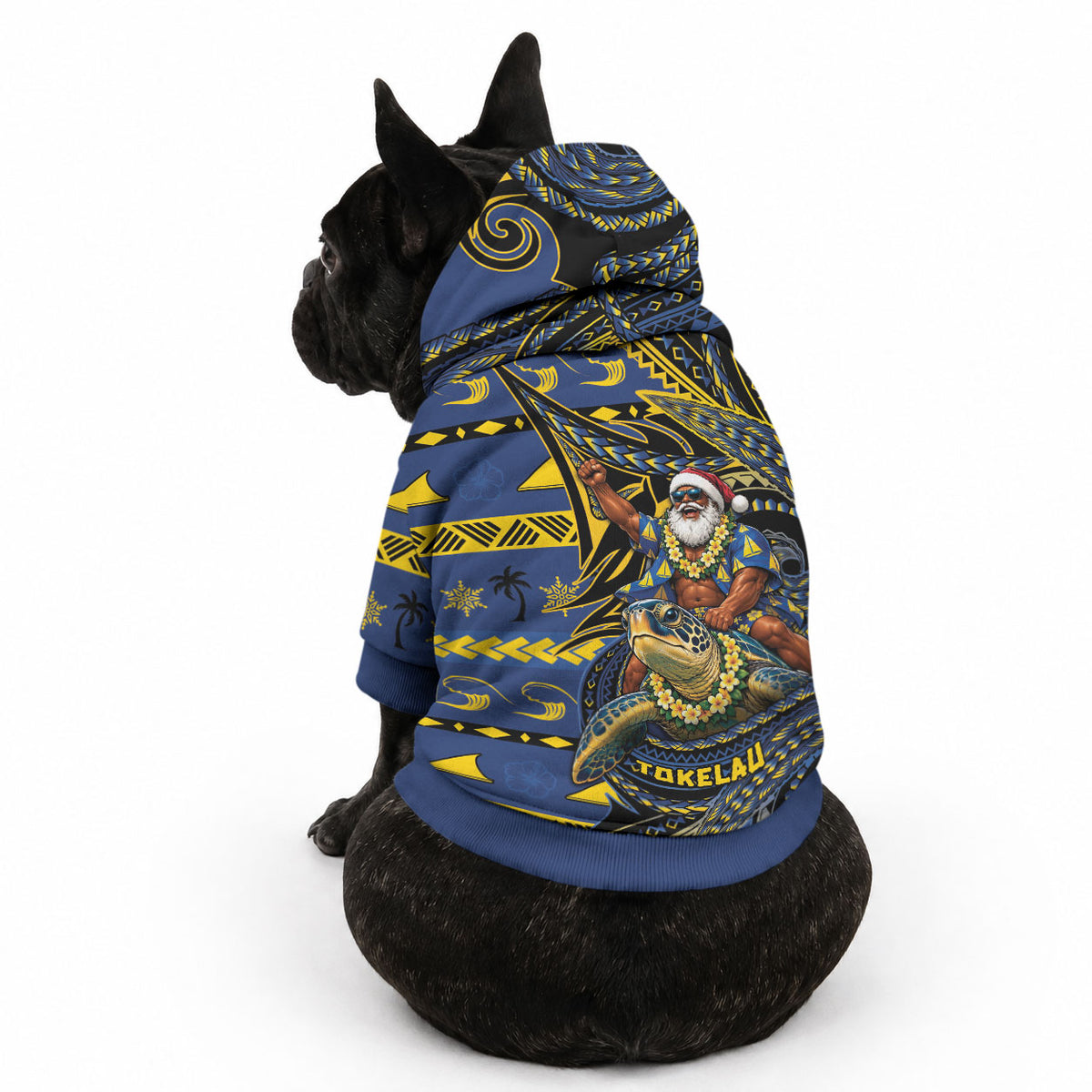 Tokelau Christmas Pet Hoodie Santa Riding Sea Turtle DT05 - Polynesian Pride