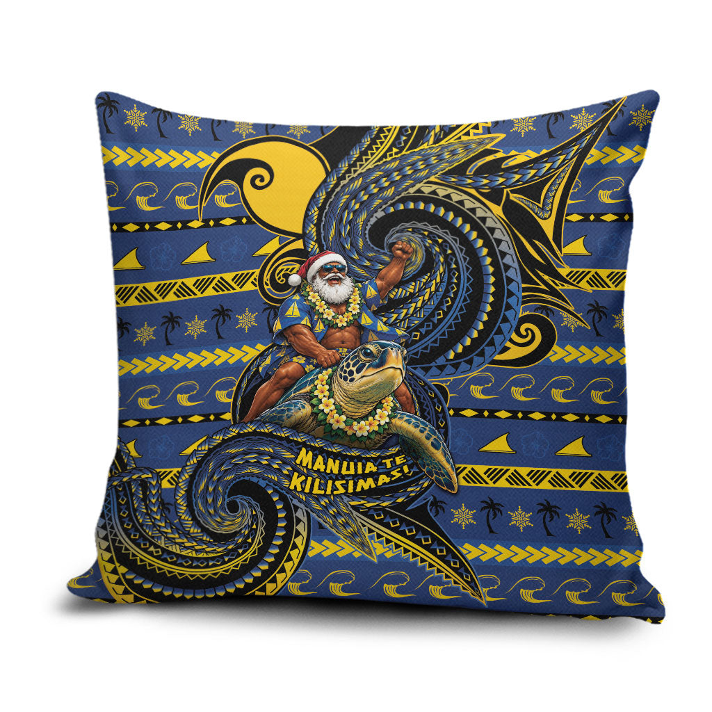 Tokelau Christmas Pillow Cover Santa Riding Sea Turtle DT05 Navy - Polynesian Pride