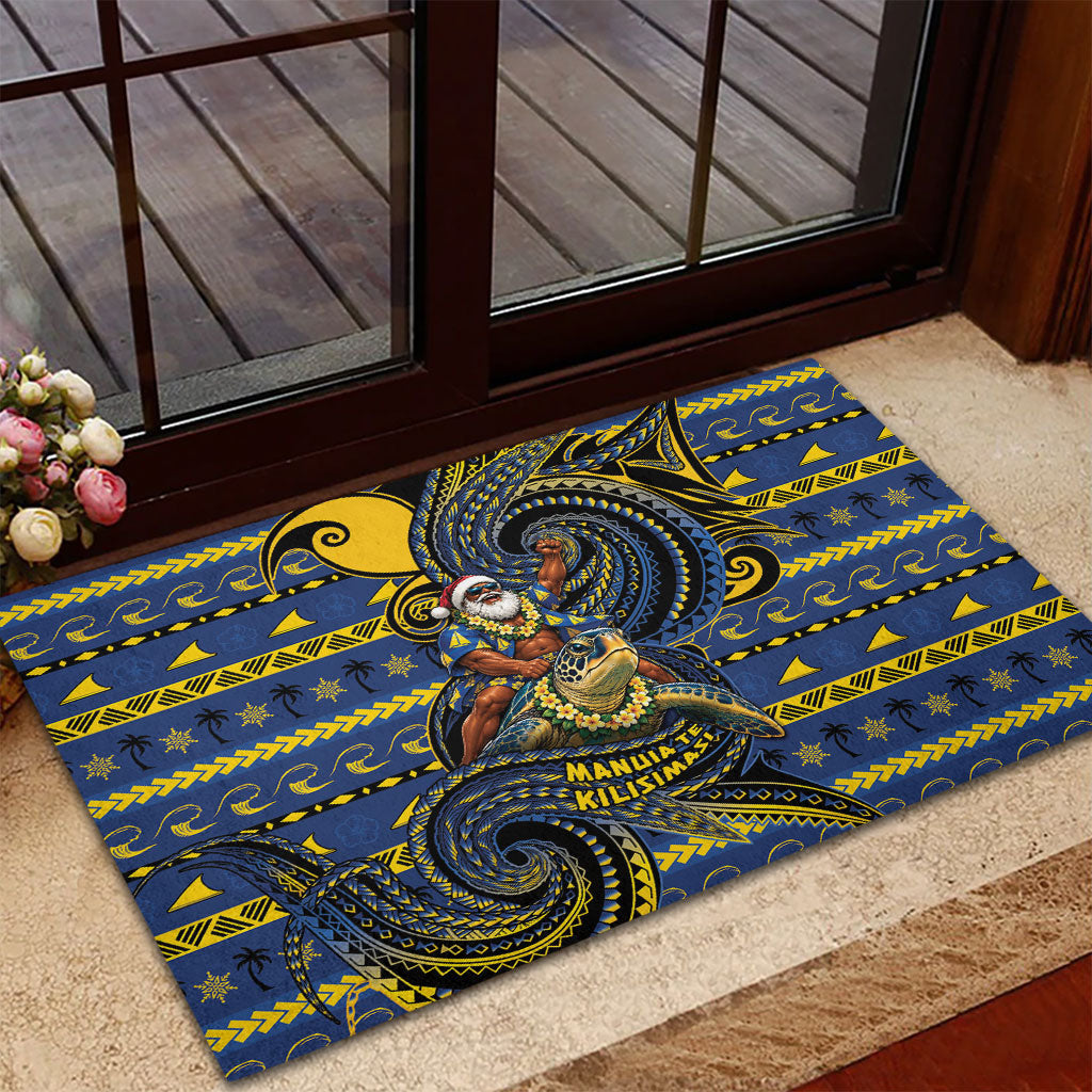 Tokelau Christmas Rubber Doormat Santa Riding Sea Turtle DT05 - Polynesian Pride