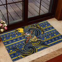 Tokelau Christmas Rubber Doormat Santa Riding Sea Turtle DT05 - Polynesian Pride
